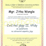 Osvědčení - cvičitel jógy II. třídy